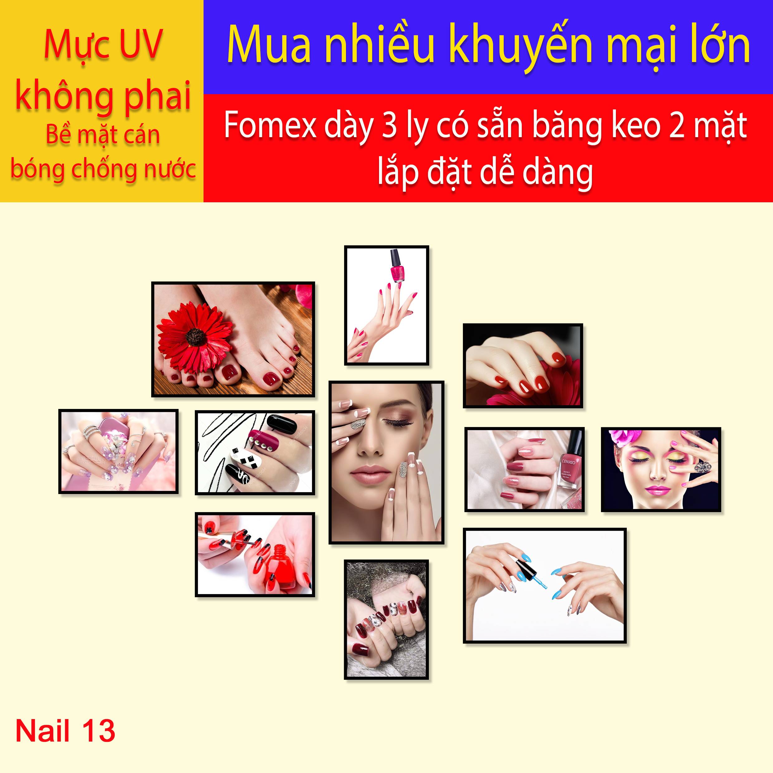 Bộ tranh fomex dán tường trang trí tiệm nail 11 tấm. mã nail 13