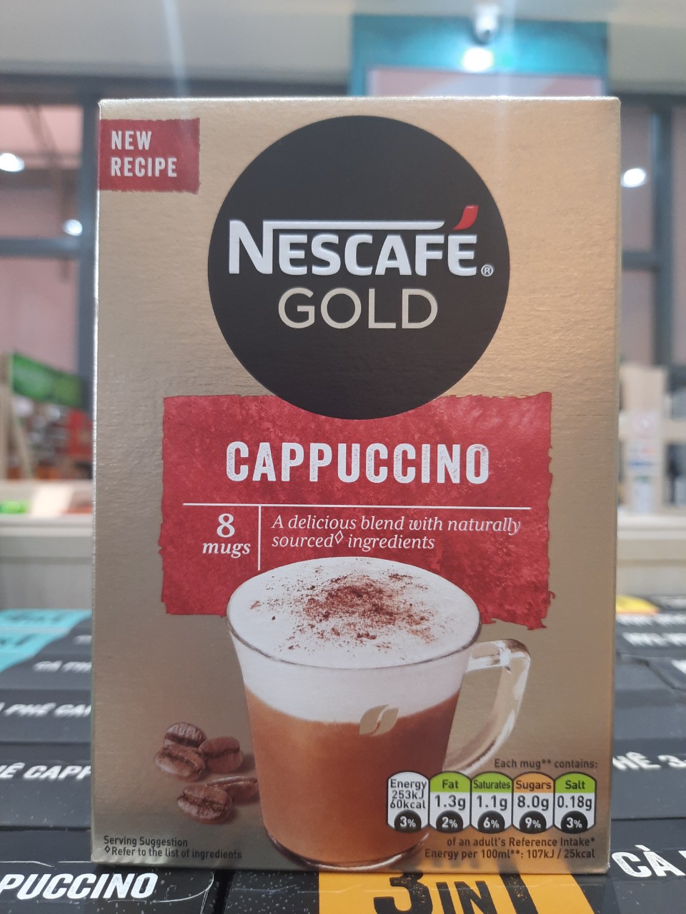 CÀ PHÊ HÒA TAN NESCAFE GOLD UK (HỘP GIẤY 8 GÓI)