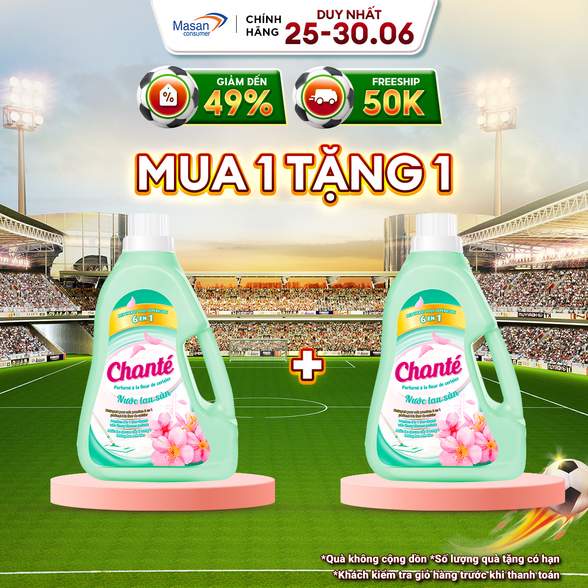 Combo 2 Nước lau sàn Chanté hương hoa Anh Đào chai 3.2kg