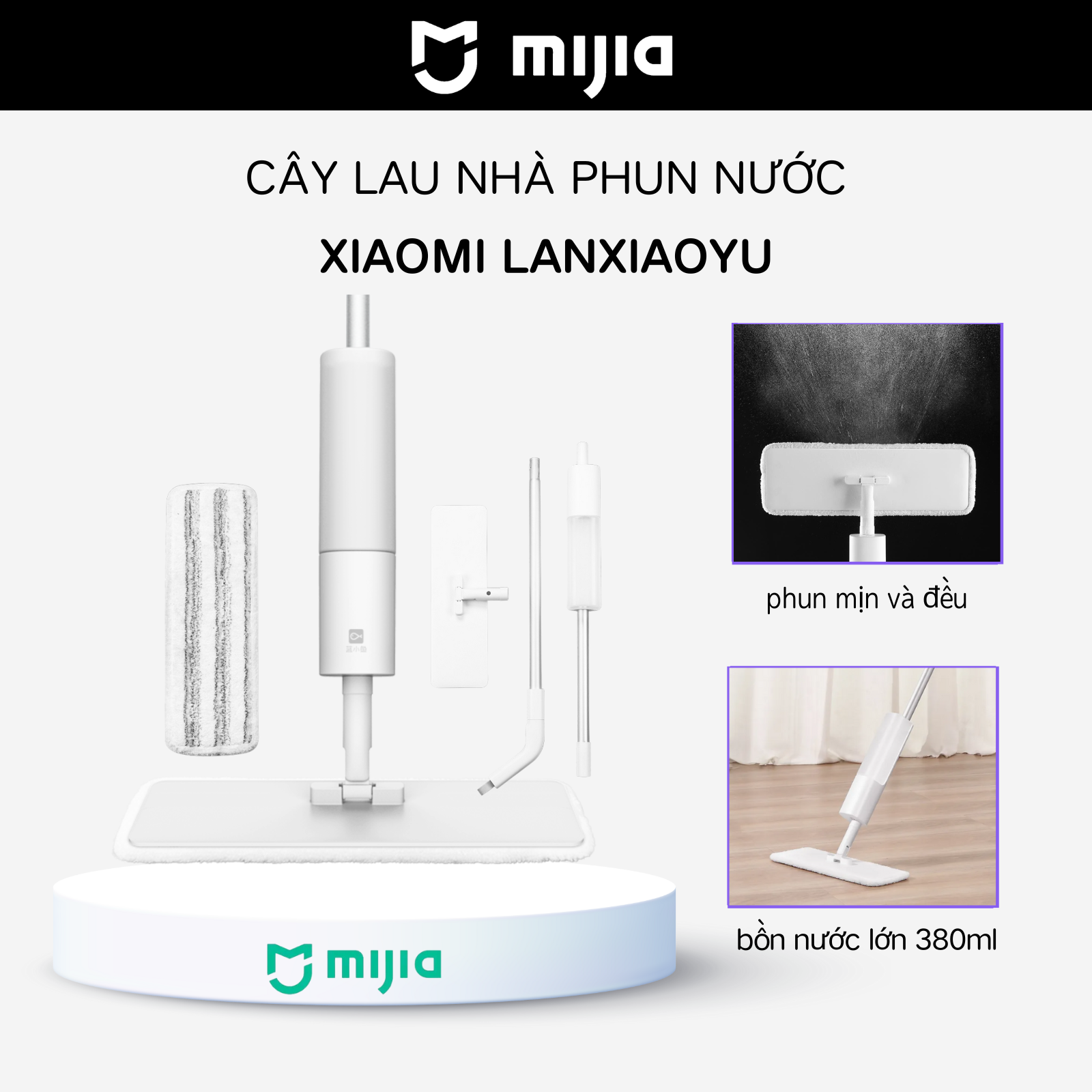 Cây Lau Nhà Phun Sương Mẫu Mới Xiaomi Cây Lau Nhà Lười Lau Nhà Gỗ Gạch Gỗ