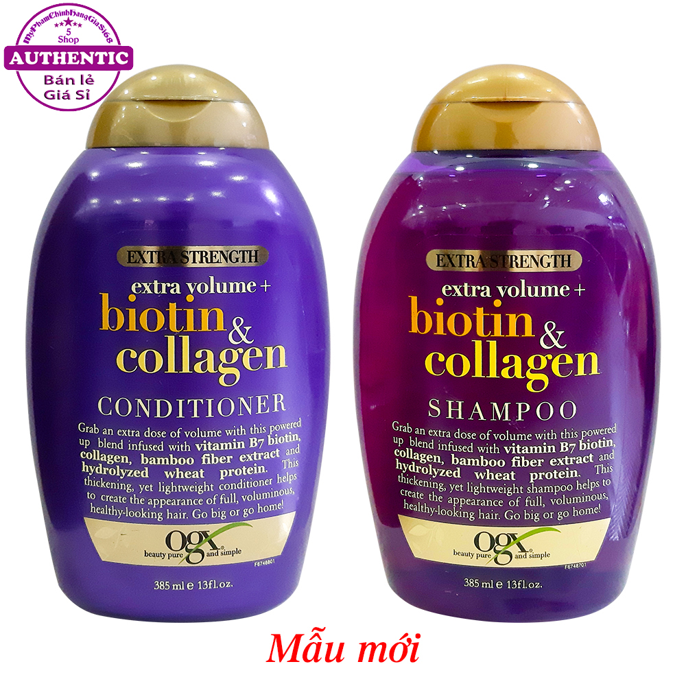 Dầu Gội Xả BIOTIN & COLLAGEN OGX Extra Strength (NEW) Giảm Gàu & Rụng Tóc + Giúp Mọc Tóc
