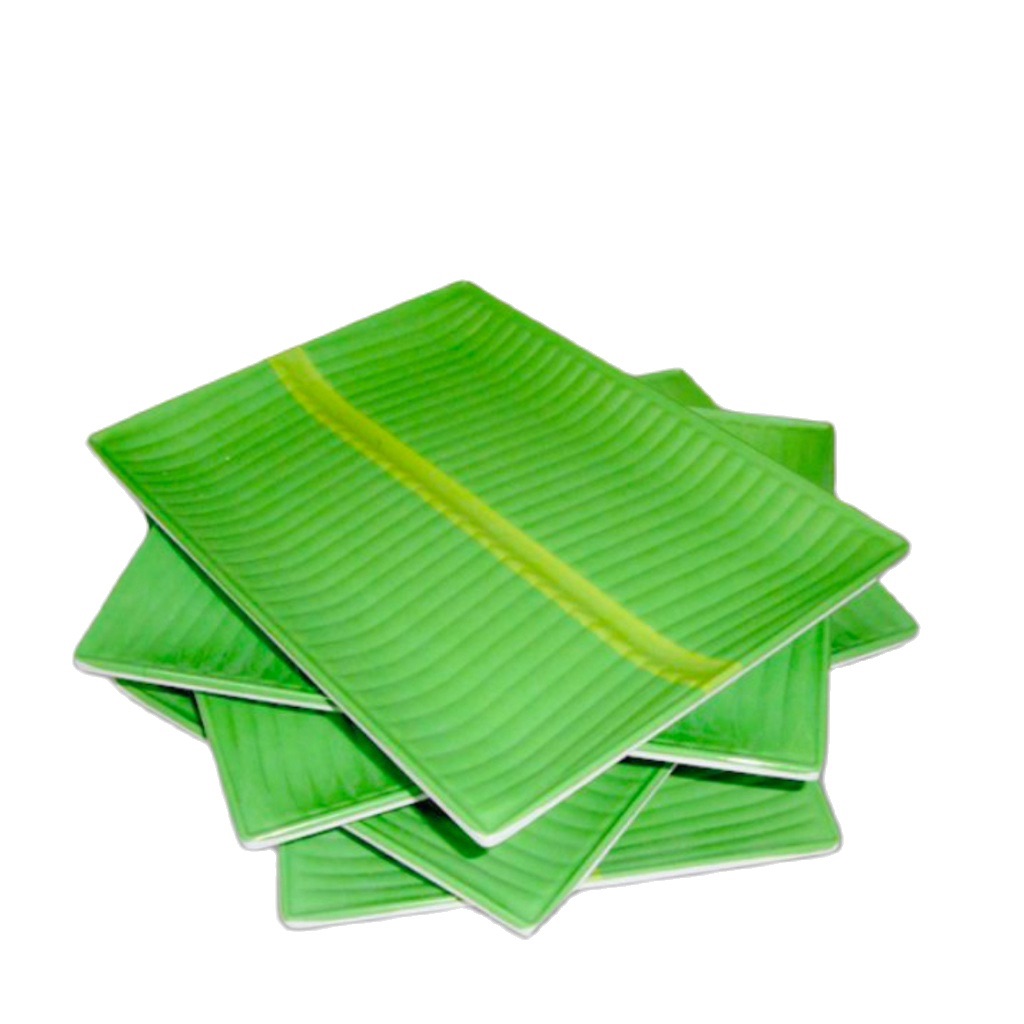 Dĩa mẹt nhựa  lá chuối chữ nhật️ đựng bún đậu đồ ăn vặt đủ size