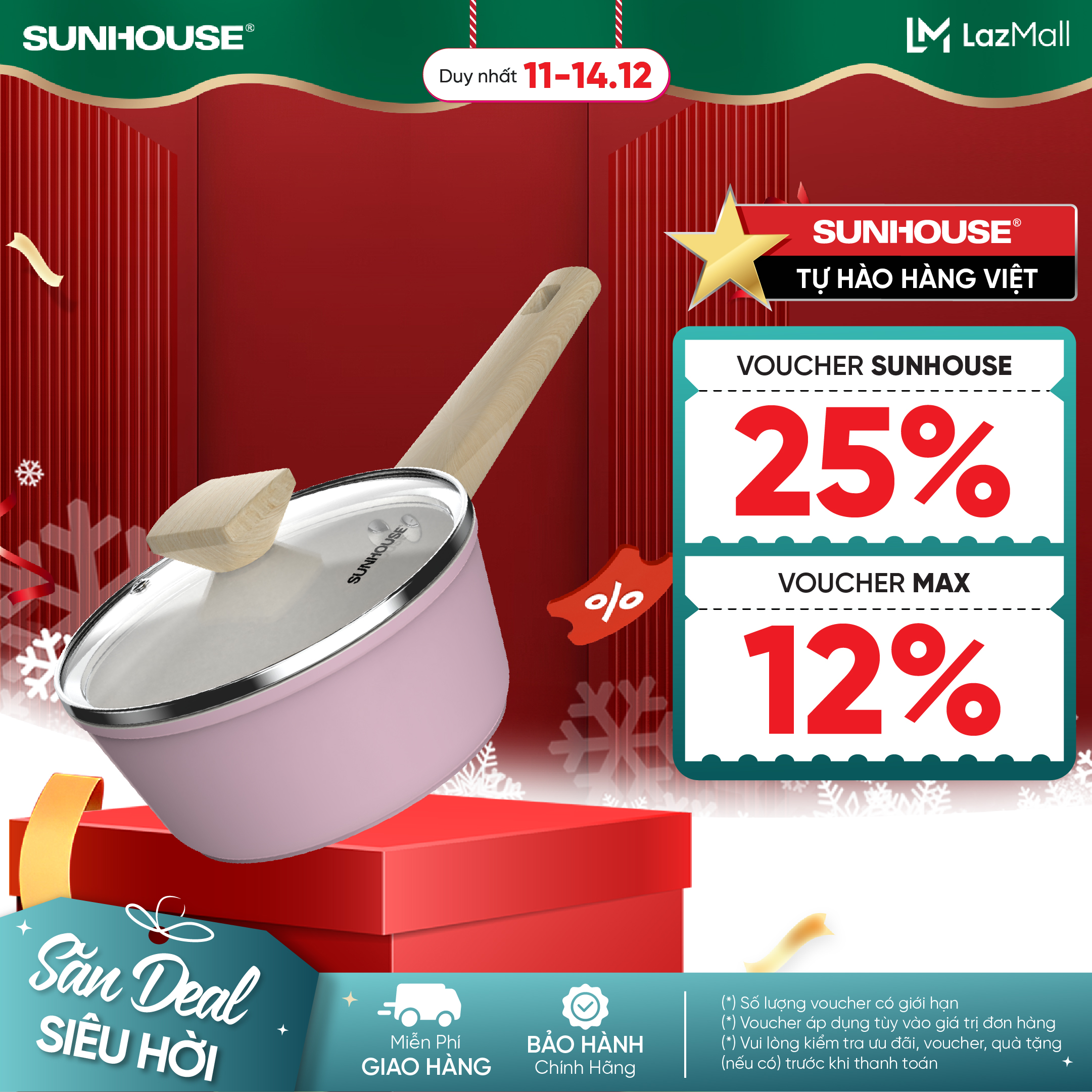 Quánh phủ sứ Nano đáy từ Sunhouse Healthy MP18P/18T - Chống dính Nano Ceramic - Tay cầm chống trơn trượt - Bắt từ nhanh
