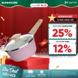 Quánh phủ sứ Nano đáy từ Sunhouse Healthy MP18P/18T - Chống dính Nano Ceramic - Tay cầm chống trơn trượt - Bắt từ nhanh