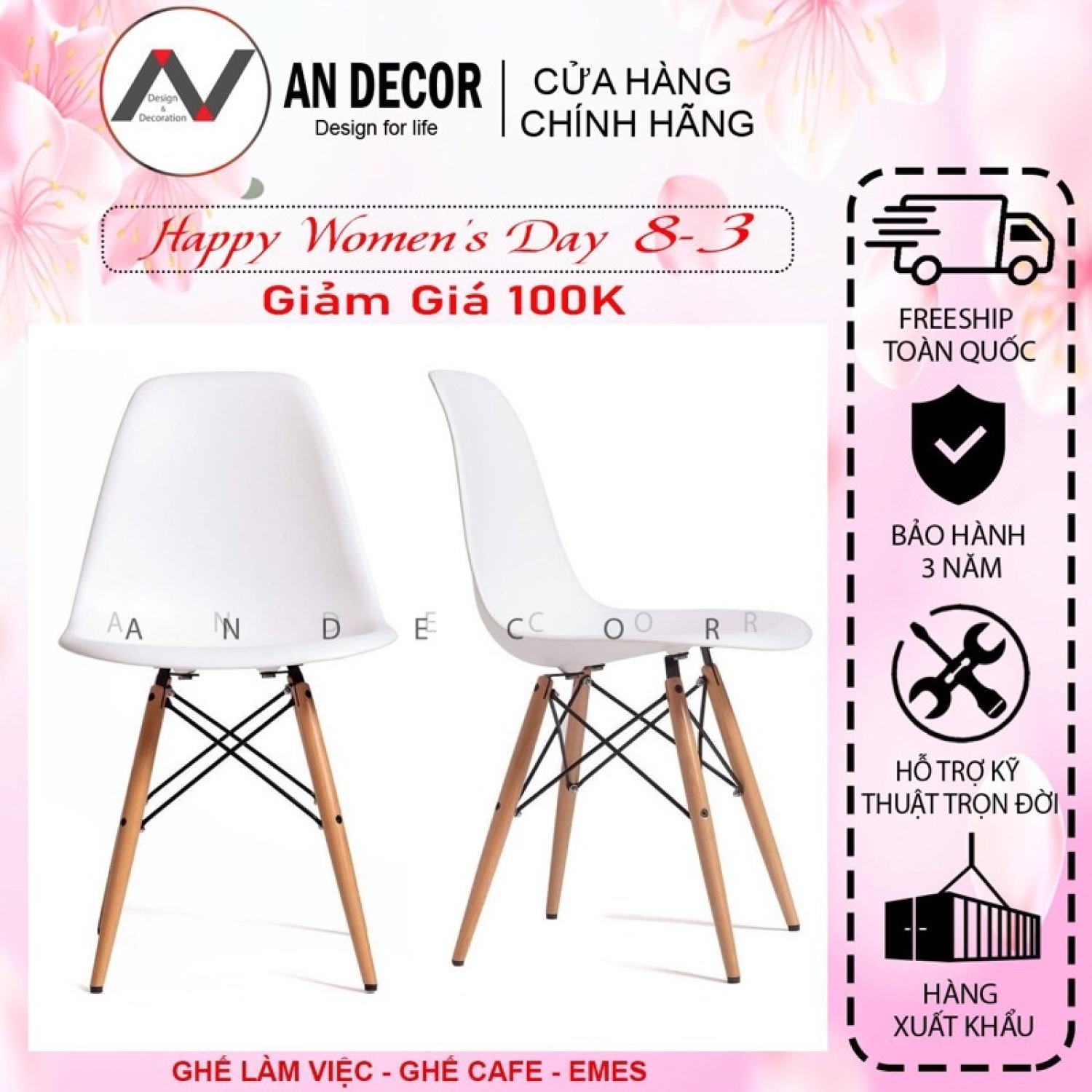 Ghế eames / ghế dựa trắng