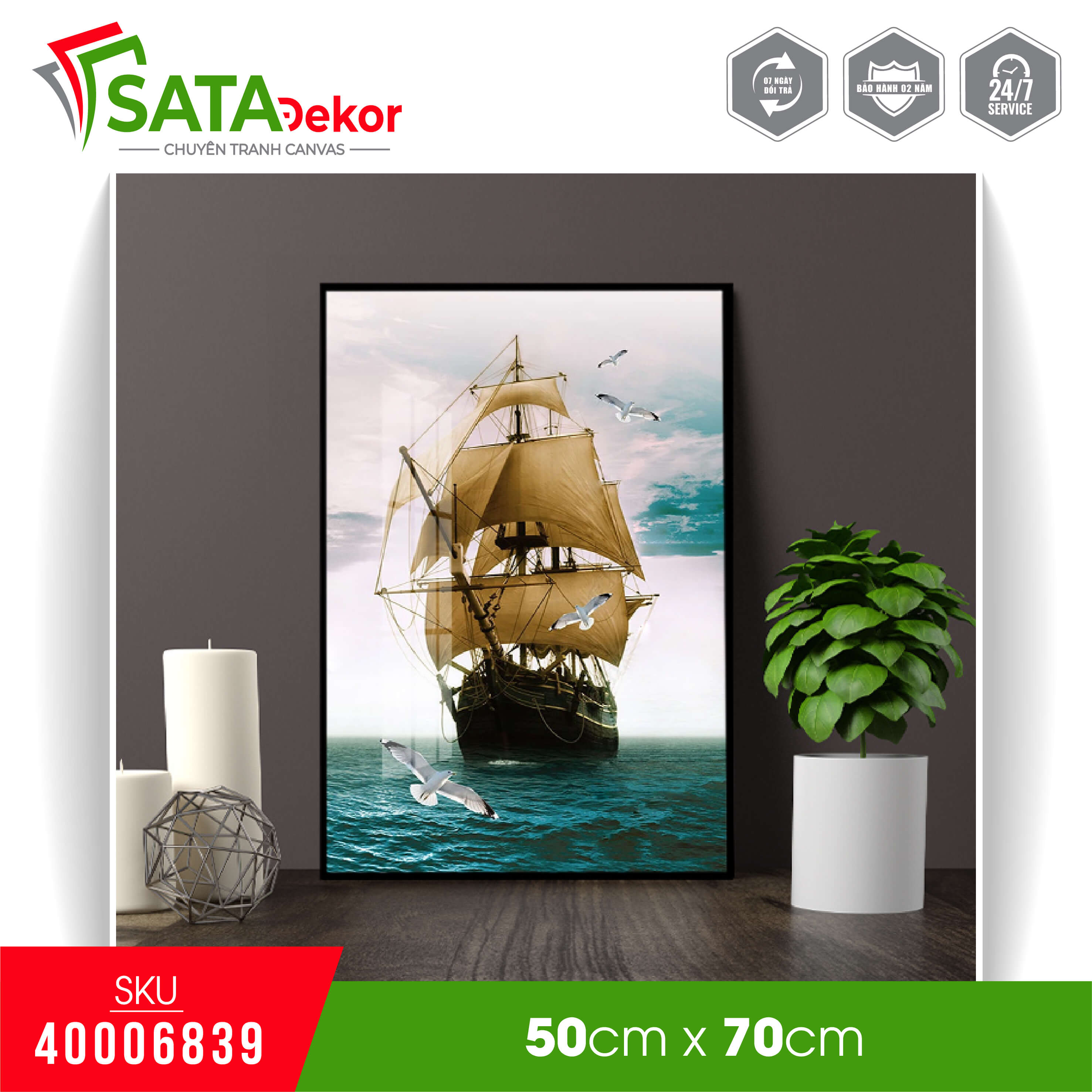 Tranh canvas treo tường hiện đại thuận buồm xuôi gió (40006839)