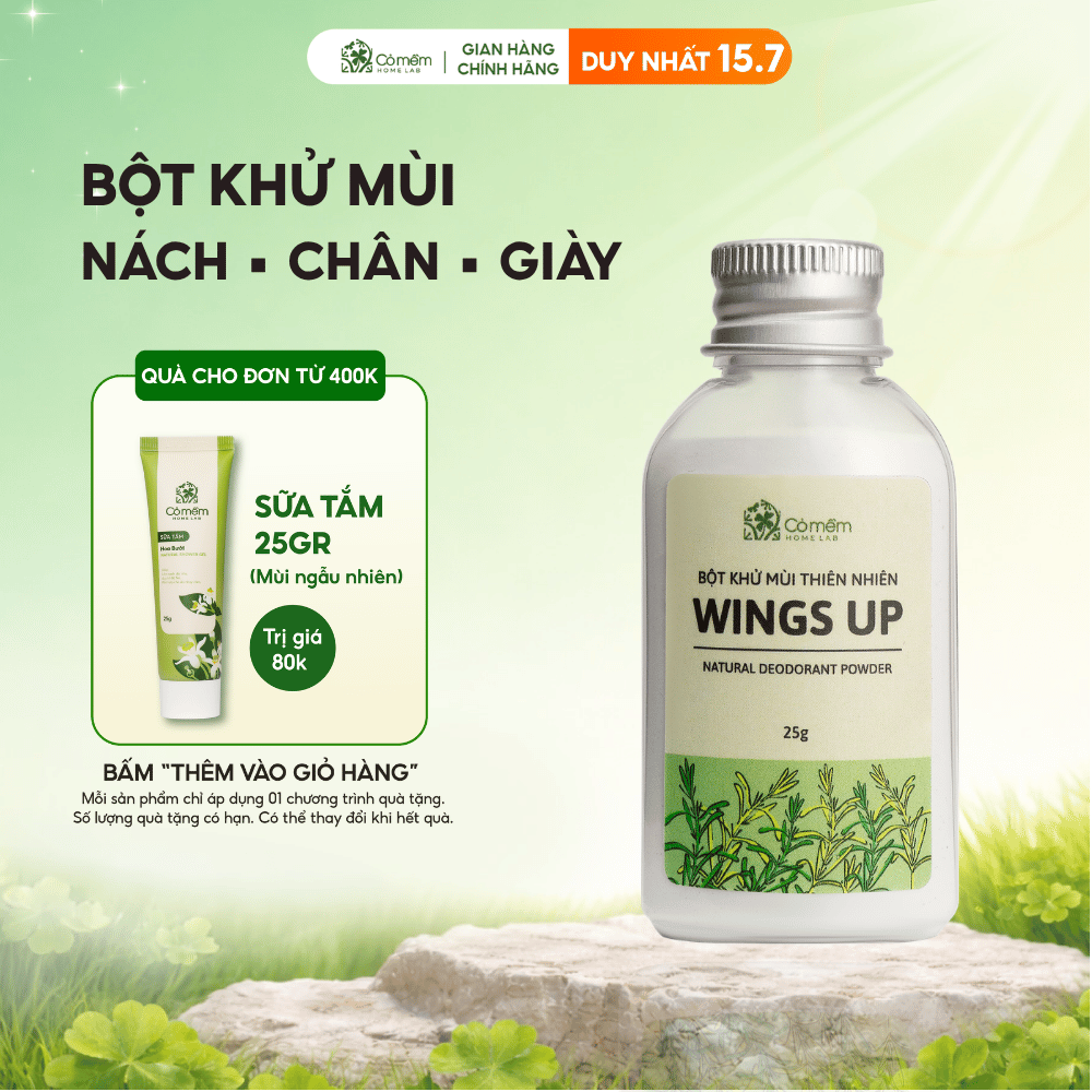 [Mua 3 tặng 1]Bột Khử Mùi Wings Up Khử Mùi Hôi Chân Hôi Nách Giày Giảm Tiết Mồ Hôi Hôi Cỏ Mềm 25g