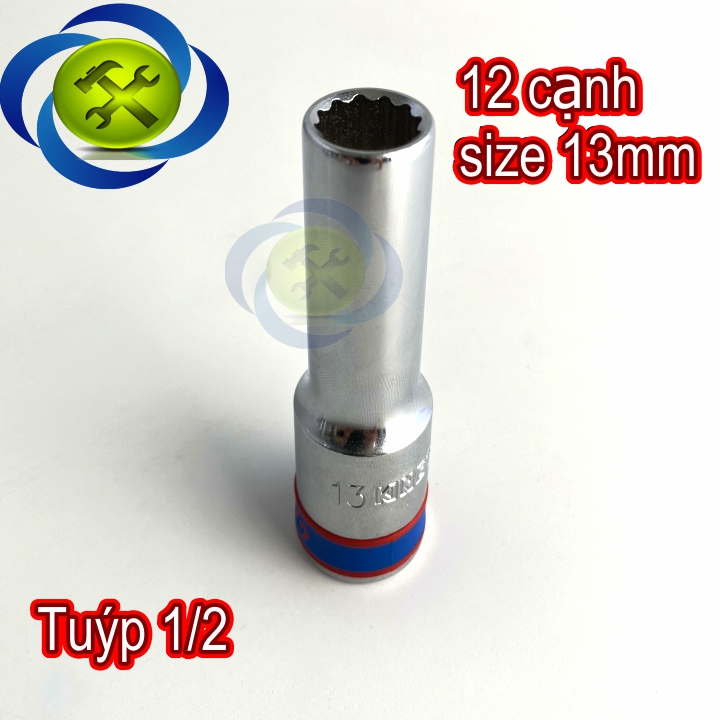 Tuýp 1/2 inch 13mm 12 cạnh màu trắng loại dài kingtony 423013m