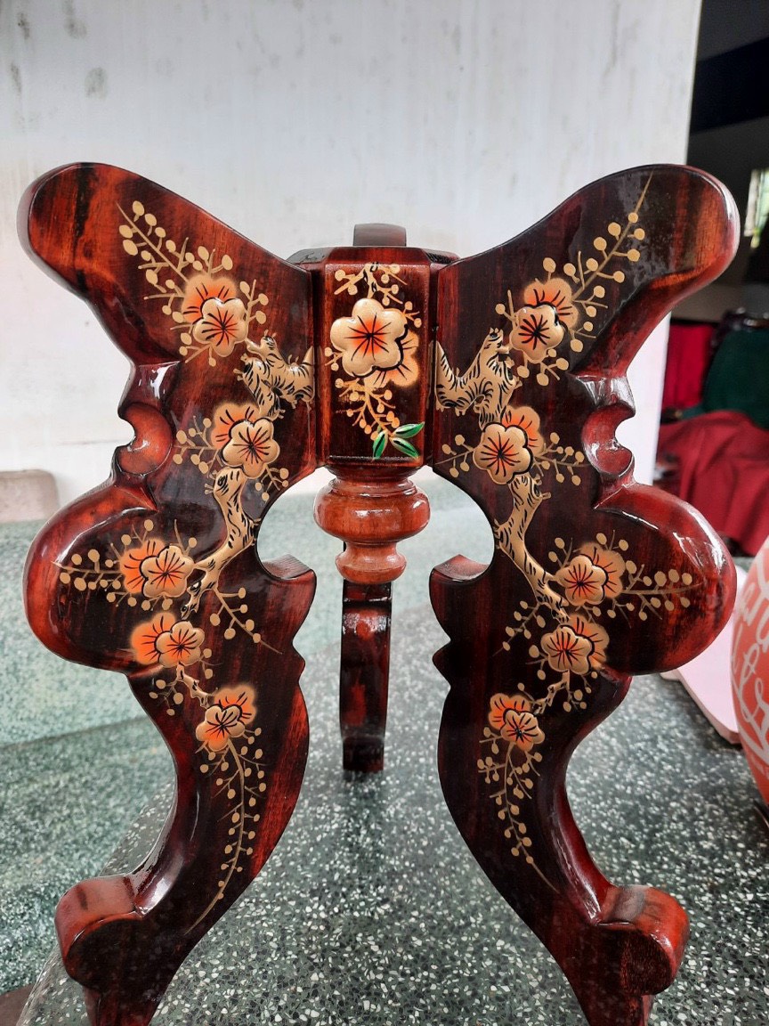 Chò gỗ kê đĩa trái cây, chậu cây cẩn xà cừ sơn mài cao cấp cao 30cm - 35cm - 40cm