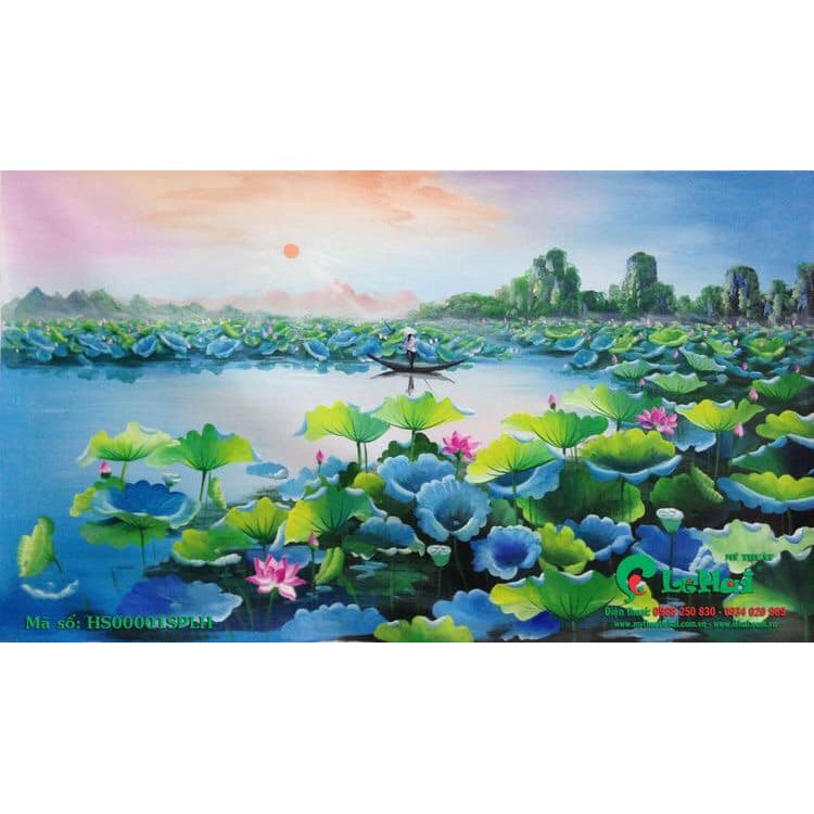 Tranh treo tường tranh CANVAS mẫu hoa sen kích thước 60* 80