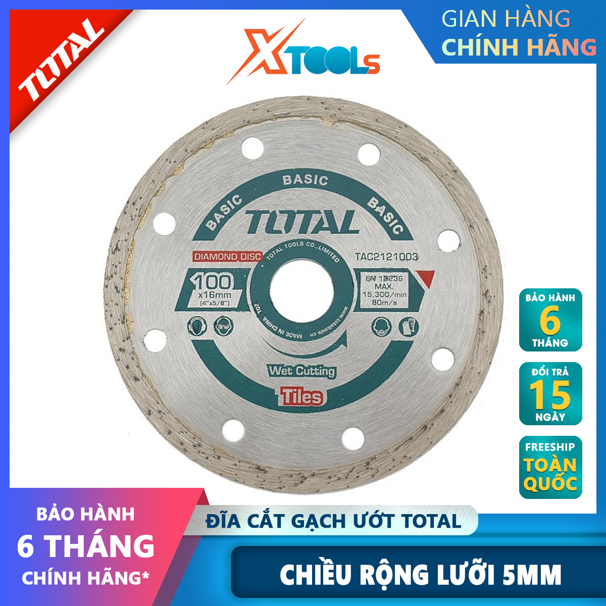 Đĩa cắt gạch ướt Total | đĩa cắt gạch mini, đủ kích thước, chiều rộng lưỡi 5mm cắt gạch ngói trong ngành công nghiệp, xây dựng...