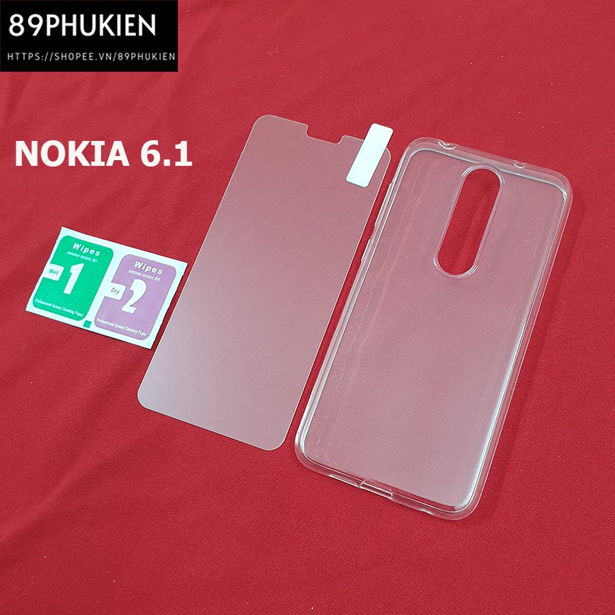 Combo dán cường lực ốp lưng dẻo Nokia 6.1