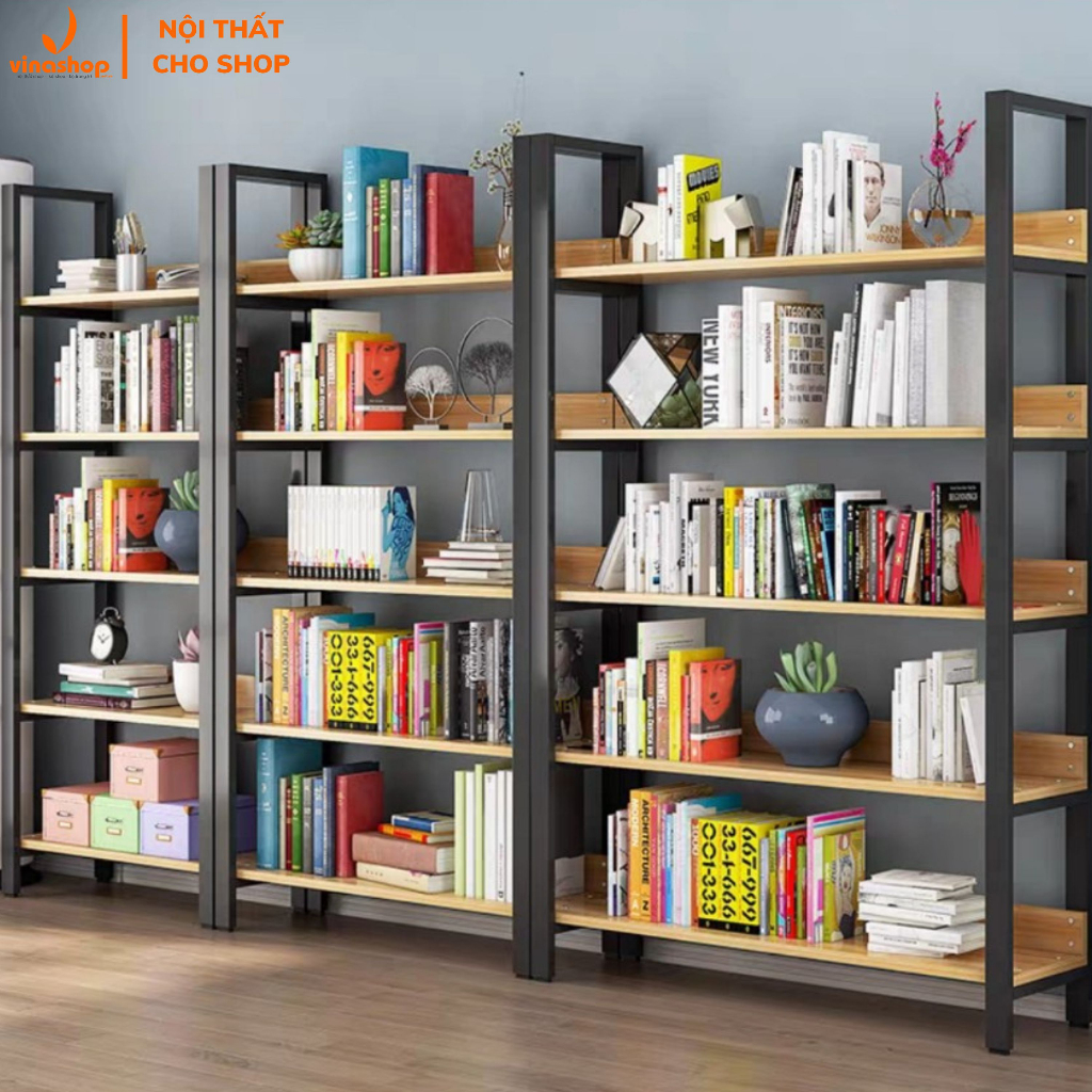 Vnh-501 kệ phòng khách, kệ văn phòng - phòng làm việc, kệ sách, kệ túi, kệ mỹ phẩm, kệ gỗ khung sắt