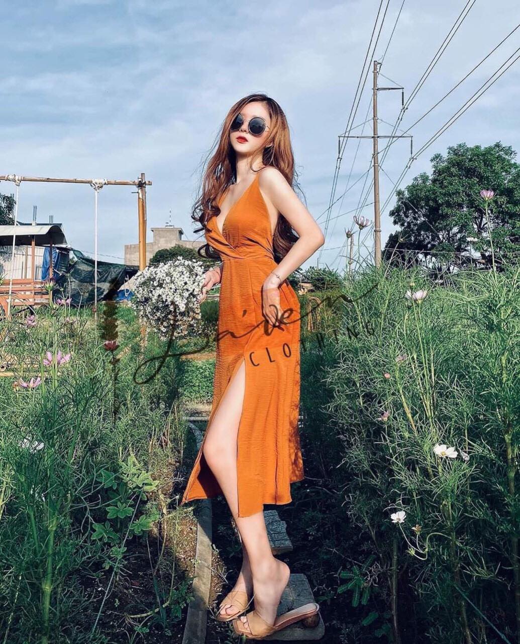 Đầm Maxi Kiểu Nữ Thiết Kế Sang Chảnh Đi Chơi, Đi Biển 2 Dây Cột Nơ Lưng ( Có Mút Ngực )