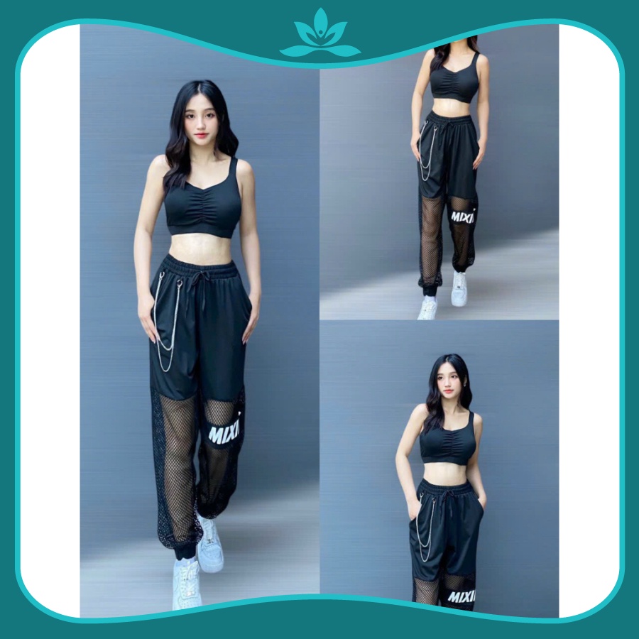 Set đồ tập áo bra quần jogger phối lưới MIXIFS tập gym, zumba, erubic siêu hot hit