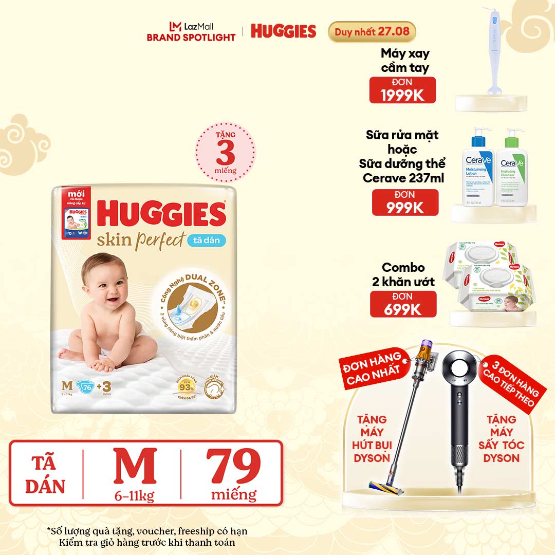 Tã dán Huggies Skin Perfect Super Jumbo M76 miếng