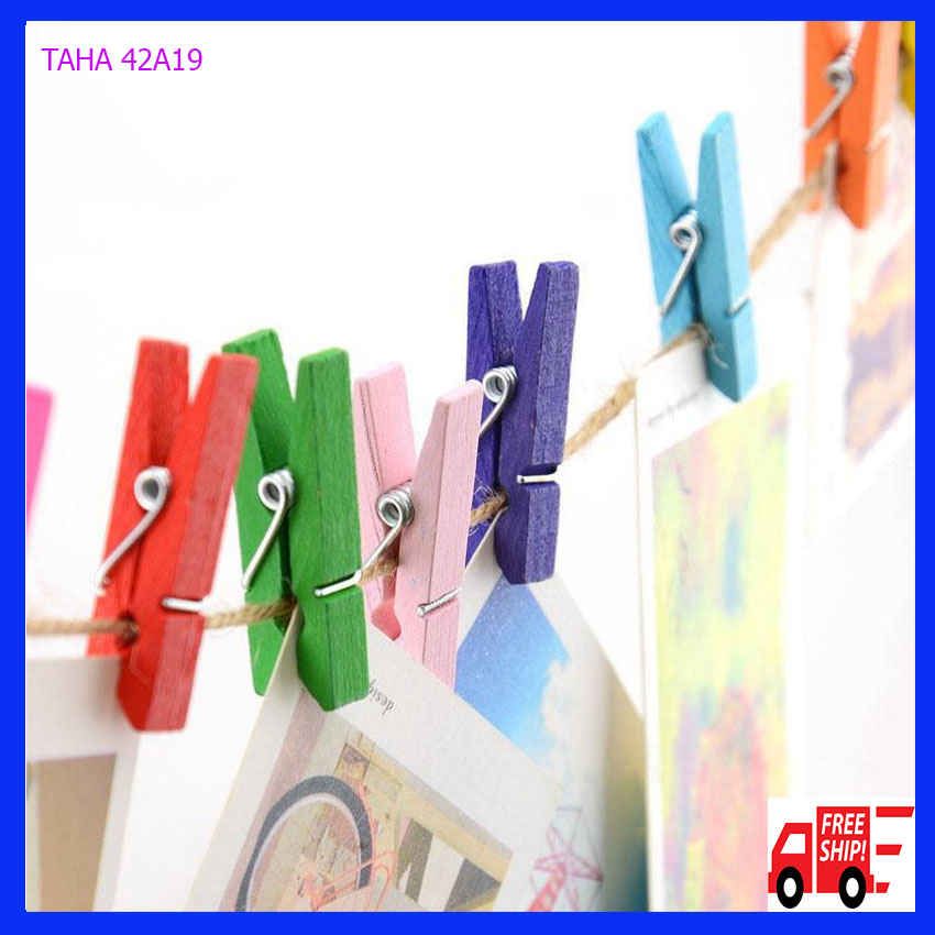 Combo 10 cái Kẹp gỗ treo tranh ảnh nhiều màu PK02 TAHA 42A19