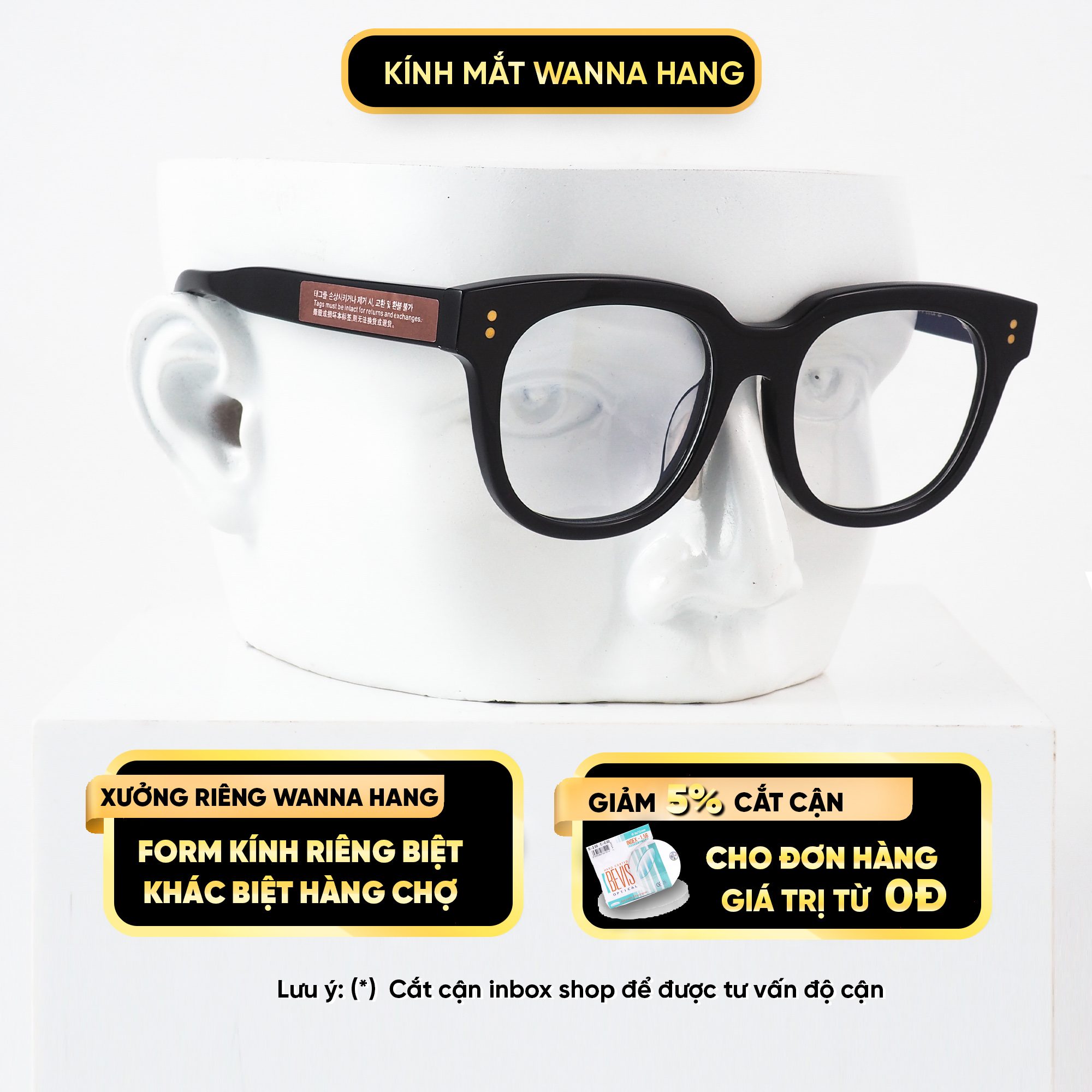 Gọng kính cận nam nữ vuông đẹp cao cấp chống tia UV thời trang Hàn Quốc Wanna Hang WILD WILD WHGM19