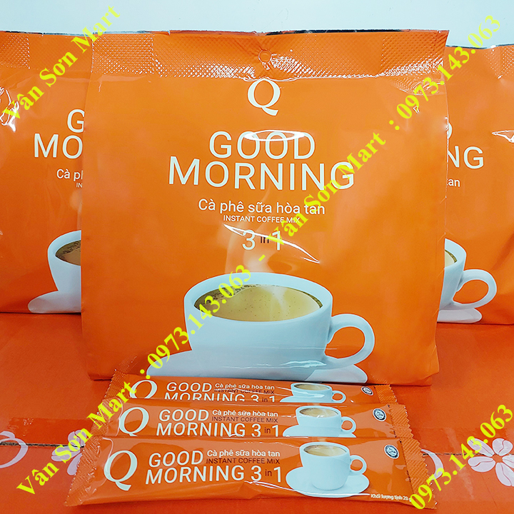 03 bịch cà phê sữa hòa tan Good morning Trần Quang 480g (24 gói dài x 20g)