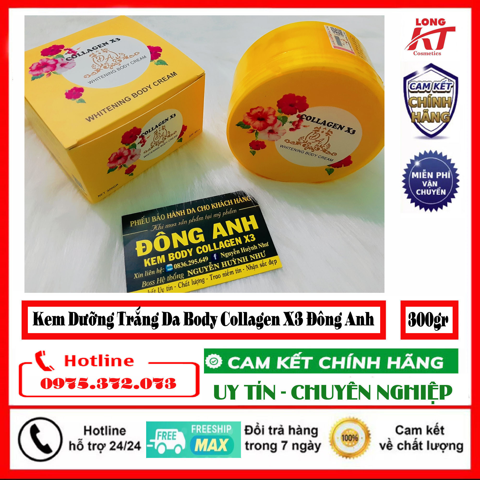[ Chính Hãng - Team cào - Đông Anh Collagen X3 ] Kem Body Dưỡng Trắng  Da Colagen  X3 Đông 300gr