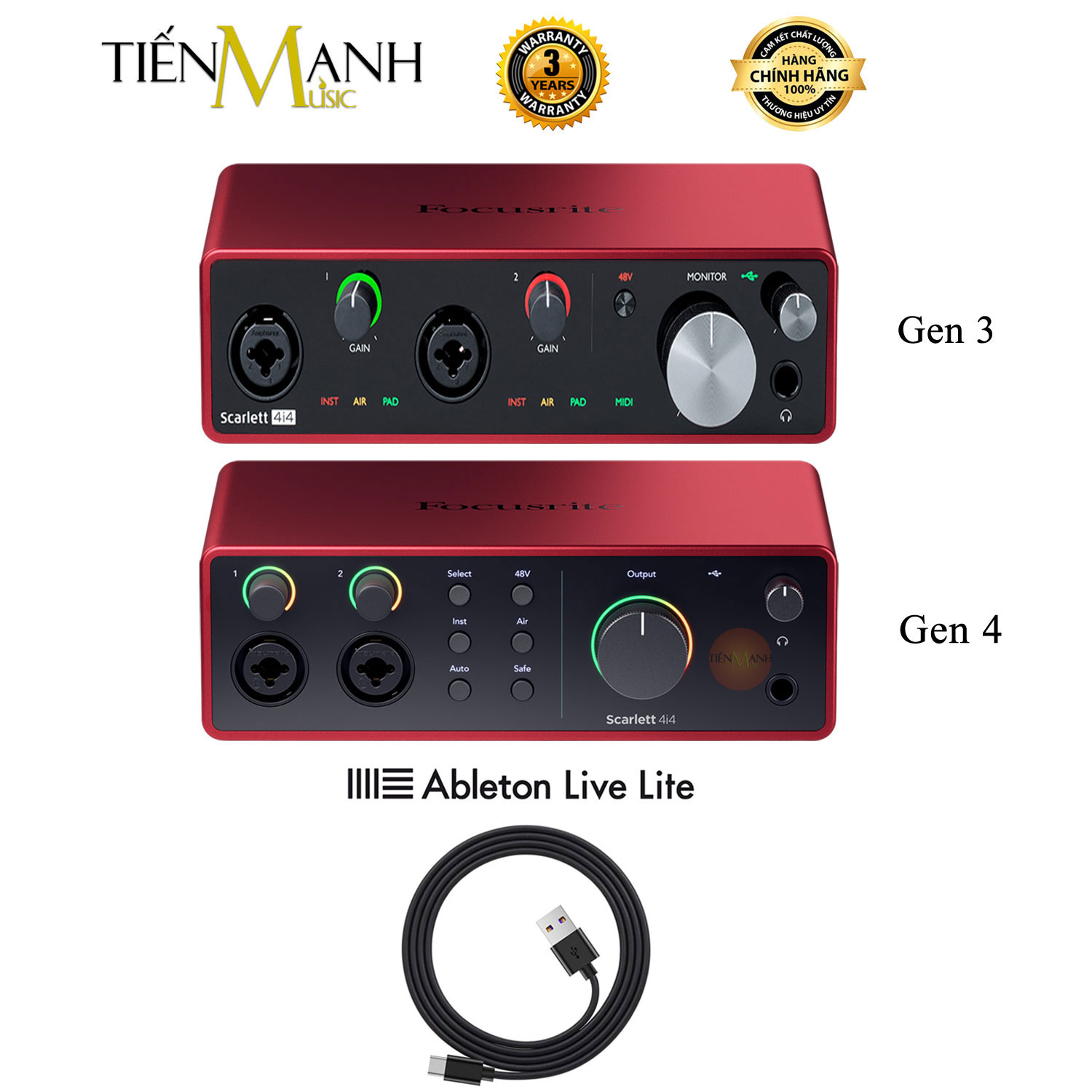 [Trả góp 0%] [Chính Hãng] Focusrite Scarlett 4i4 Gen 3, Gen 4 Sound Card Âm Thanh  - Focus USB Audio Interface SoundCard (3rd - Gen3)