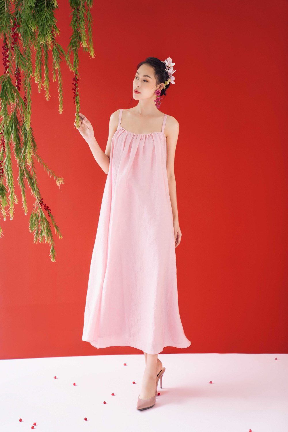 Đầm hai dây khuy cài Chrissy