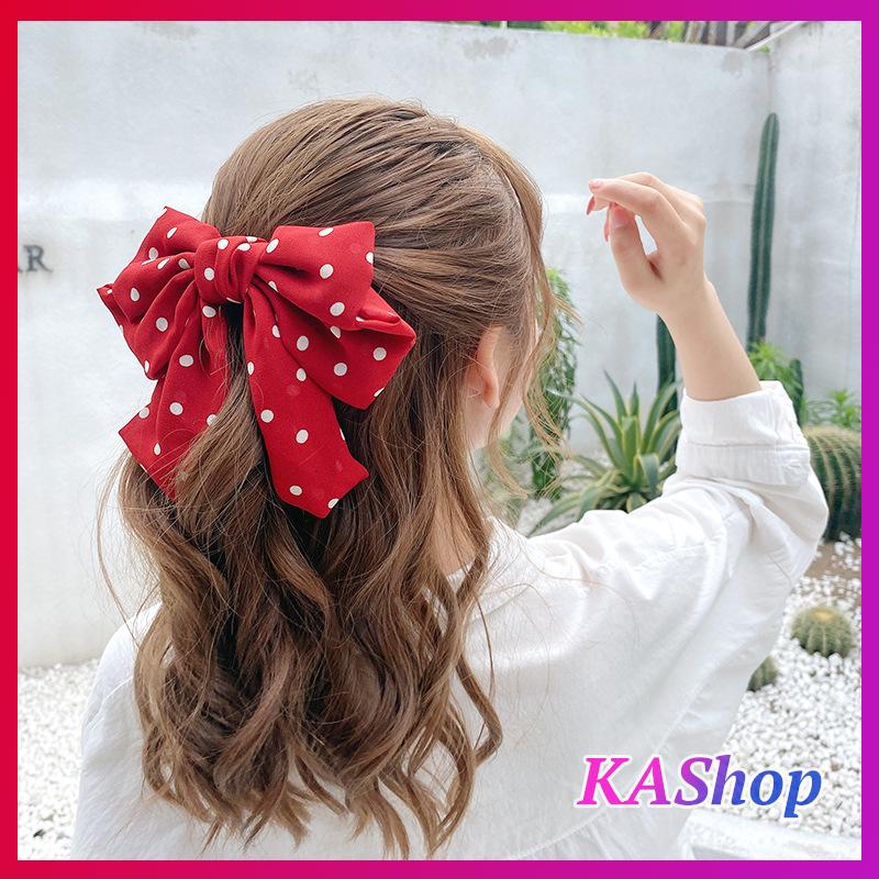 [HCM]Kẹp tóc nữ Phối thắt nơ Chấm bi CUTE - KAShop