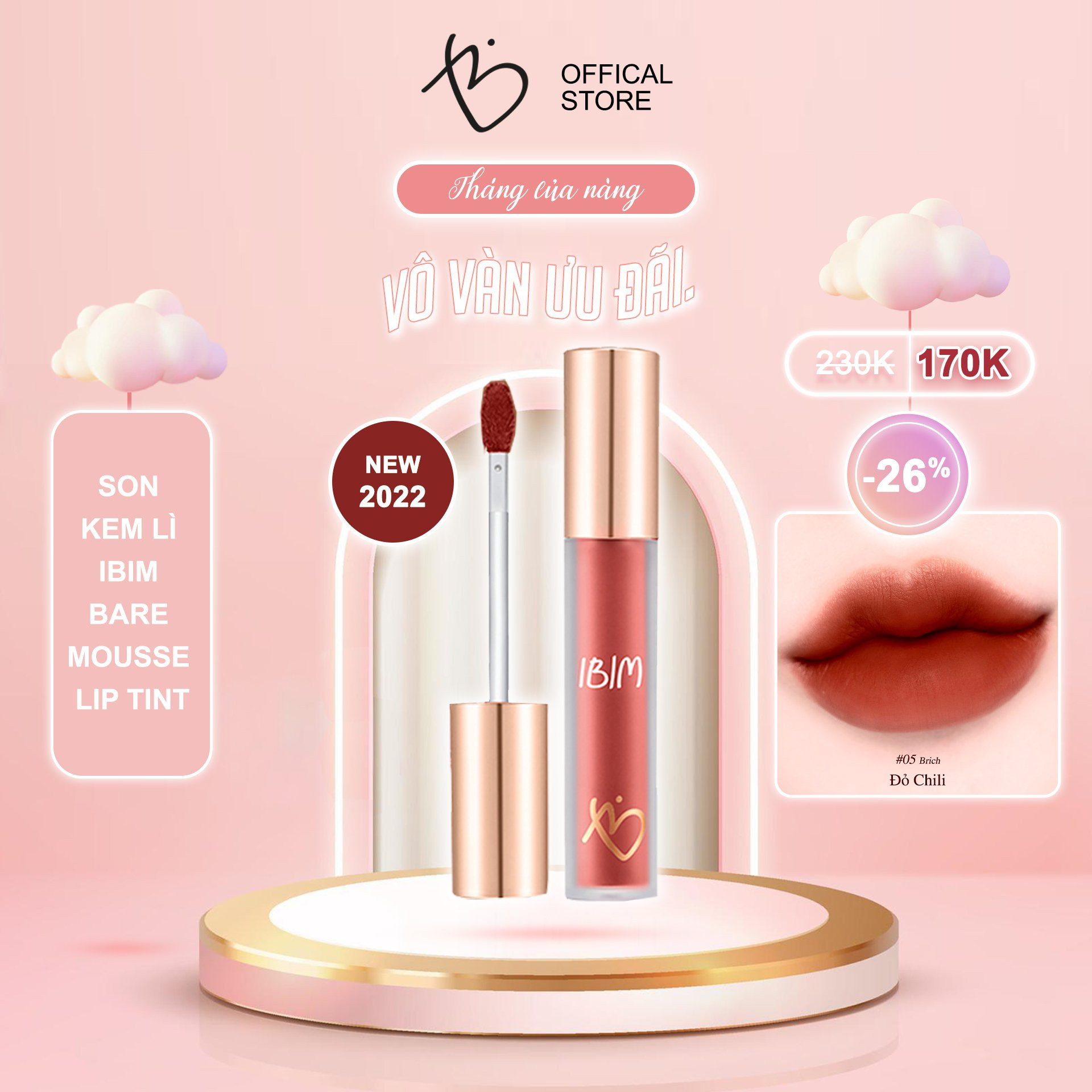 Son kem lì ibim bare mousse lip tint