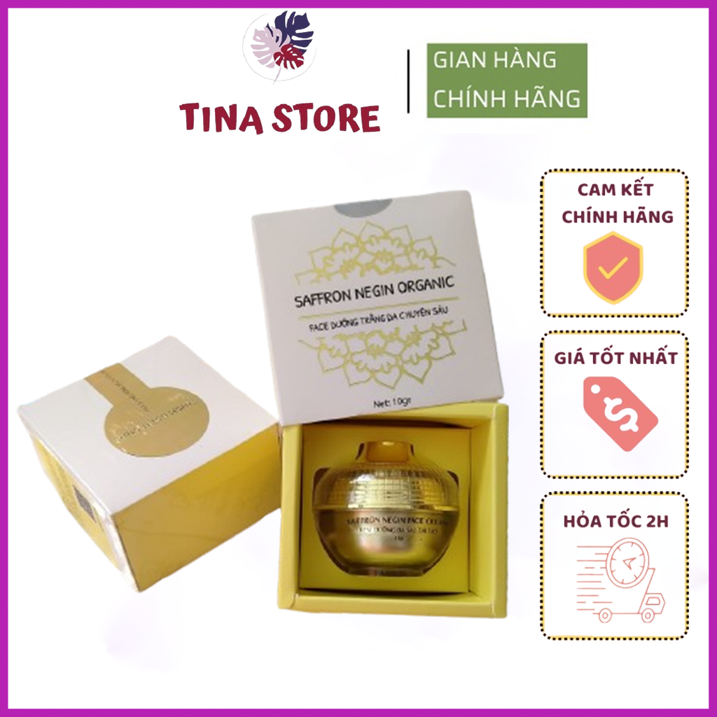 [Bộ 2 Hộp] Kem Face Dưỡng Trắng Da Mặt Saffron Negin Organic 10gr - Kem Saffron Negin Nâng Tone, Dưỡng Da Trắng Hồng