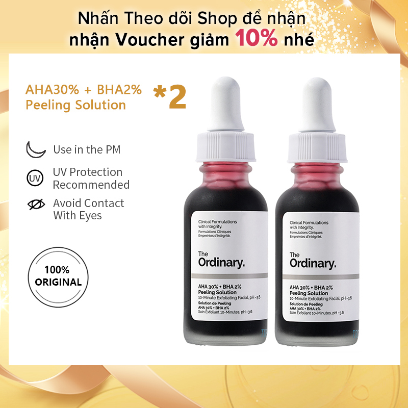 The ordinary bộ dưỡng da 2 chai aha30% + bha2% peeling solution (30ml *2)