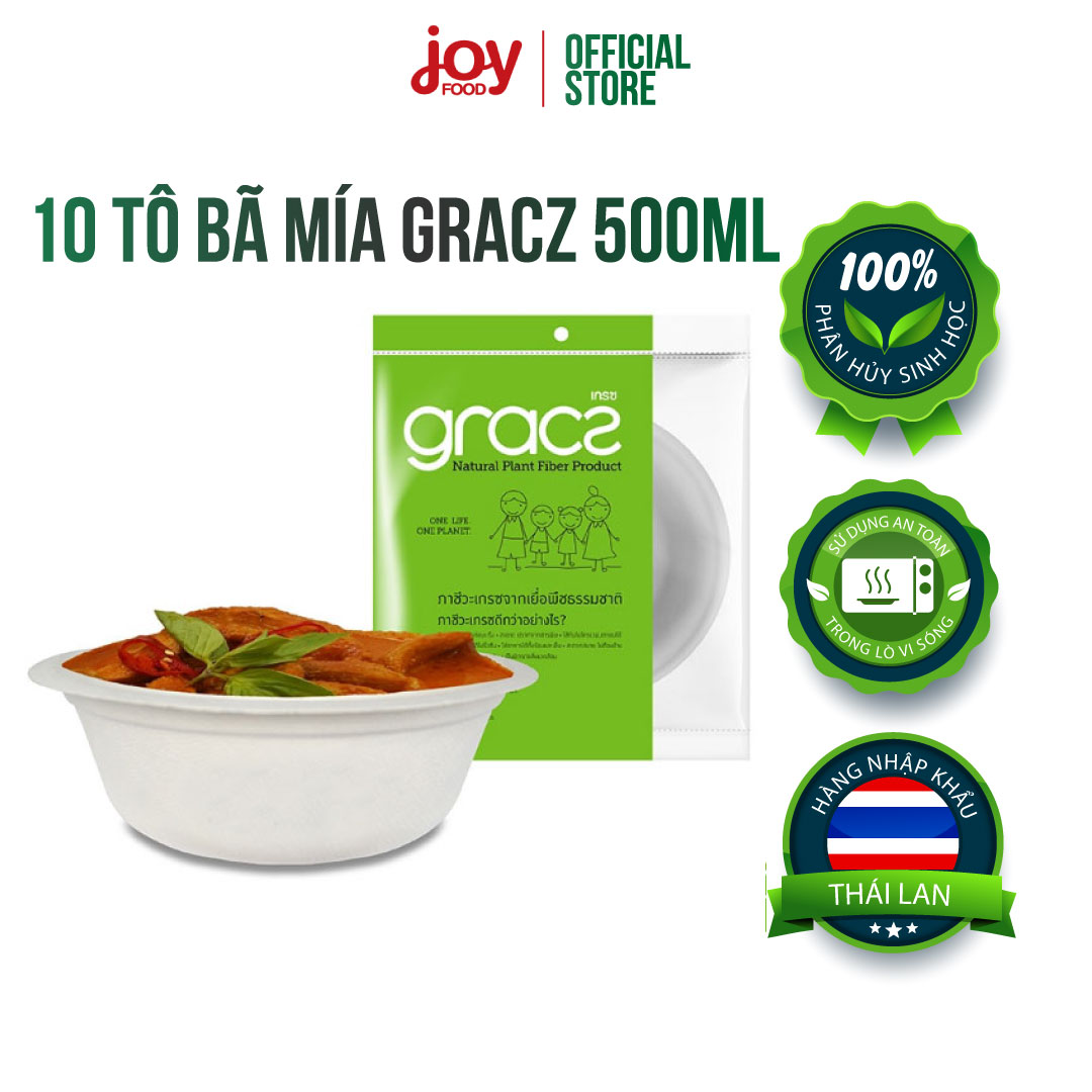 10 tô bã mía dùng 1 lần Gracz 500ml (trắng)