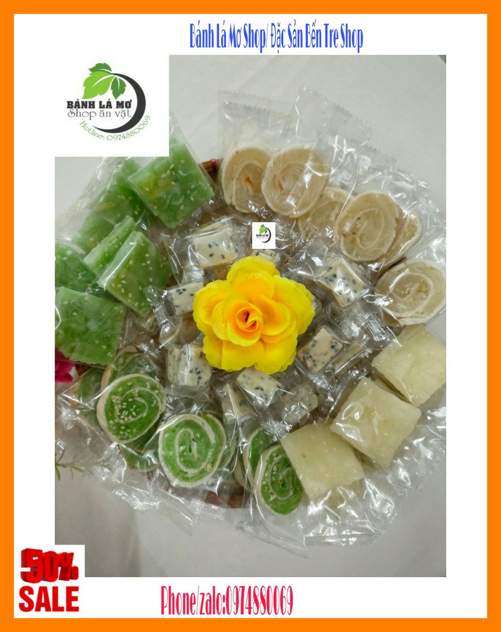 Kẹo dừa sáp mix dừa non 4 vị- bánh lá mơ shop