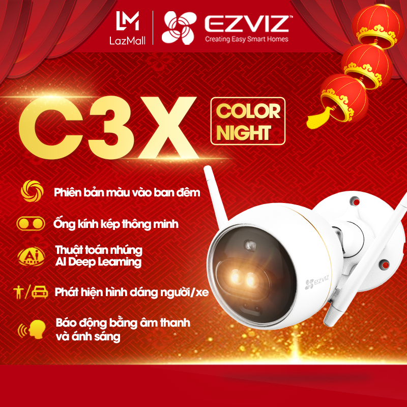 [Trả góp 0%]Camera wifi EZVIZ C3X ống kính kép với công nghệ AI tích hợp ghi hình màu vào ban đêm