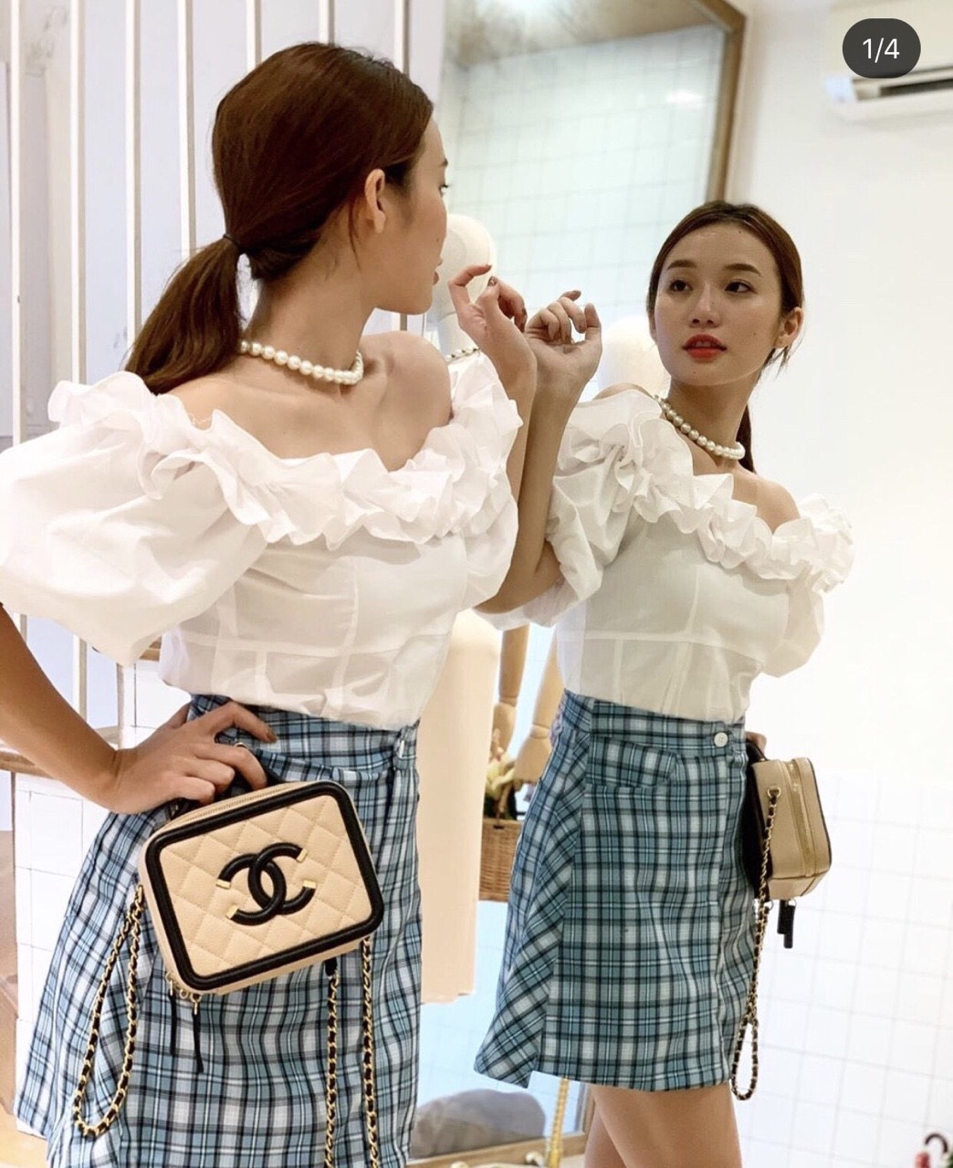 Áo kiểu trễ vai viền bèo siêu xinh xắn nauy563