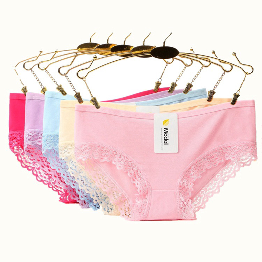 Set 10 Quần lót nữ cotton viền ren, nội y mát mịn cao cấp