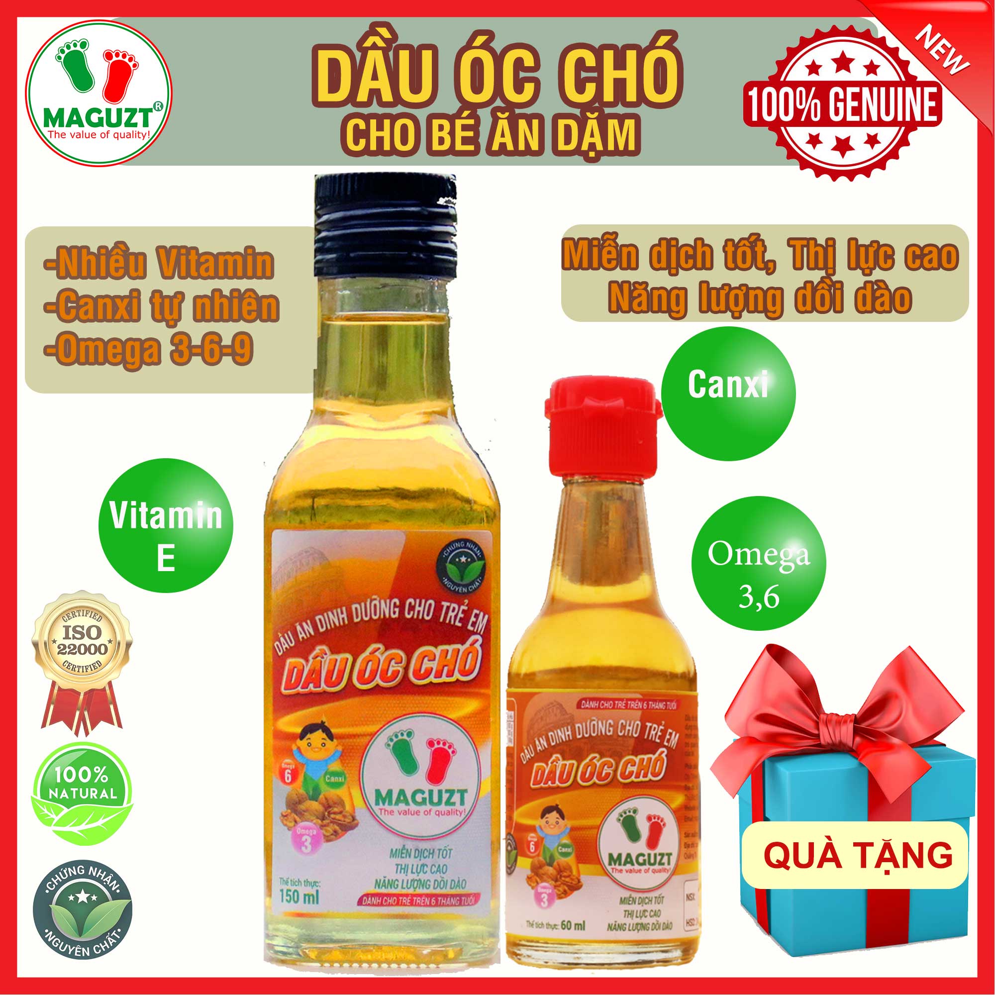 Dầu óc chó cho bé ăn dặm maguzt nguyên chất