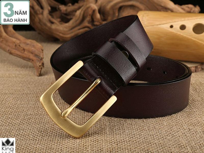 [HCM]Thắt Lưng Dây Nịt Nam Da Bò 2 Lớp Khóa Kim Bằng Đồng - Đồ Da Kingshop