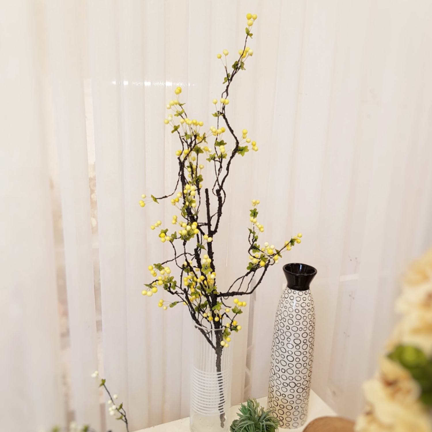 Cành tuyết cherry cổ cao cấp 90cm trang trí nhà cửa, sự kiện, cắm điểm đào đông, cành lựu sang trọng