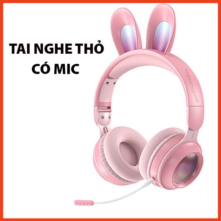 Tai Nghe Gaming Có Mic Thỏ Bluetooth Bản Nâng Cấp Của Tai Nghe Chụp Tai Mèo Nghe Nhạc Cực Hay Chơi Game Cực Đã Bảo Hành 1 Năm