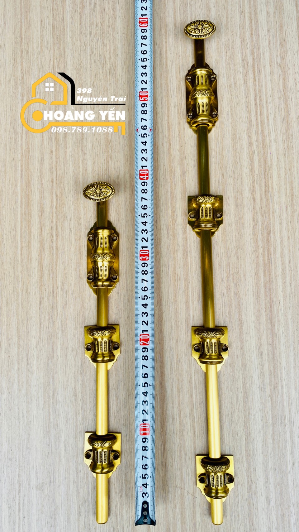 Chốt cửa bằng đồng thau dài 60cm T&D Chốt đồng cửa gỗ, chốt cổng 60cm