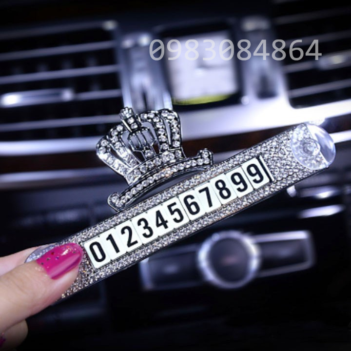 Bảng Đính Đá Vương Miện Dán Số Điện Thoại Gắn Kính Lái Xe Oto - Phụ Kiện Trang Trí Nội Thất Oto