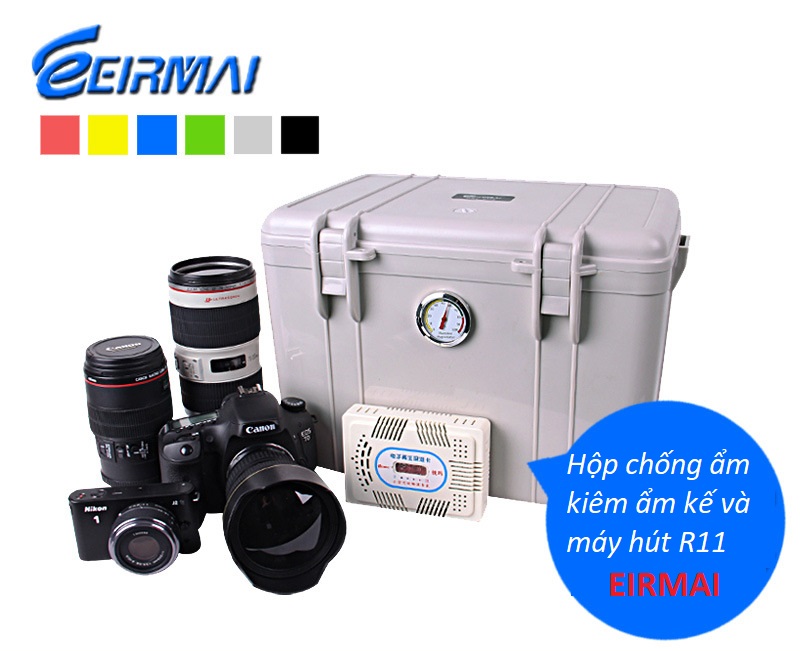 Thùng hộp chống ẩm Eirmai R11 tích hợp ẩm kế và máy hút ẩm cho thiết bị máy ảnh
