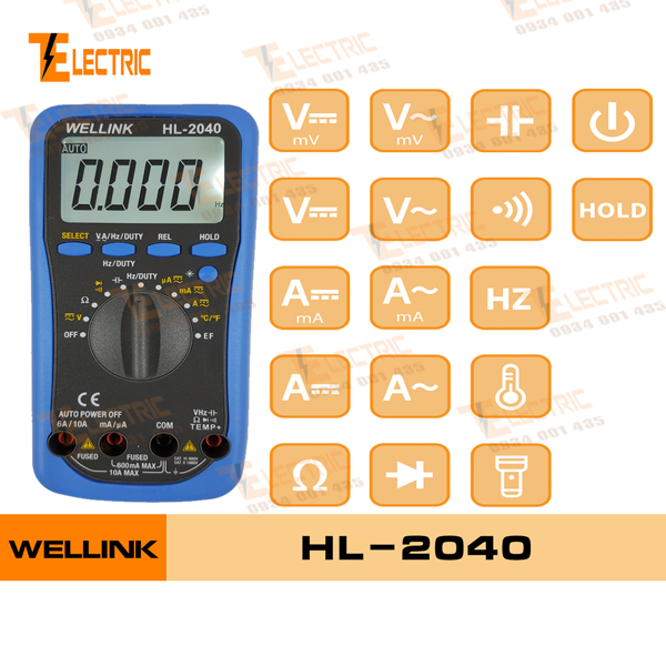 [HCM]Wellink HL-2040 Đồng Hồ Đo Điện Đo Tụ Đo Tần Số Đo Nhiệt Độ Wellink HL 2040