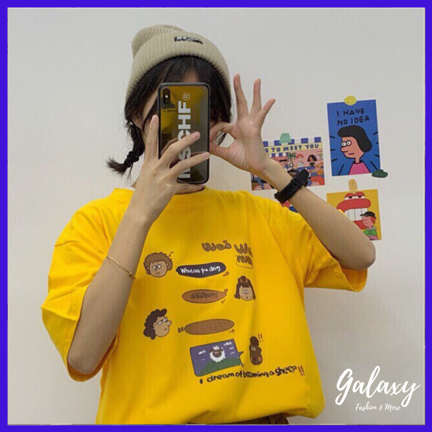 Sale hot! Áo thun nam nữ tay lỡ dáng rộng Galaxy store in hình hoạt hình trò chuyện cực yêu, áo phông tay lỡ dáng thụng hot hit