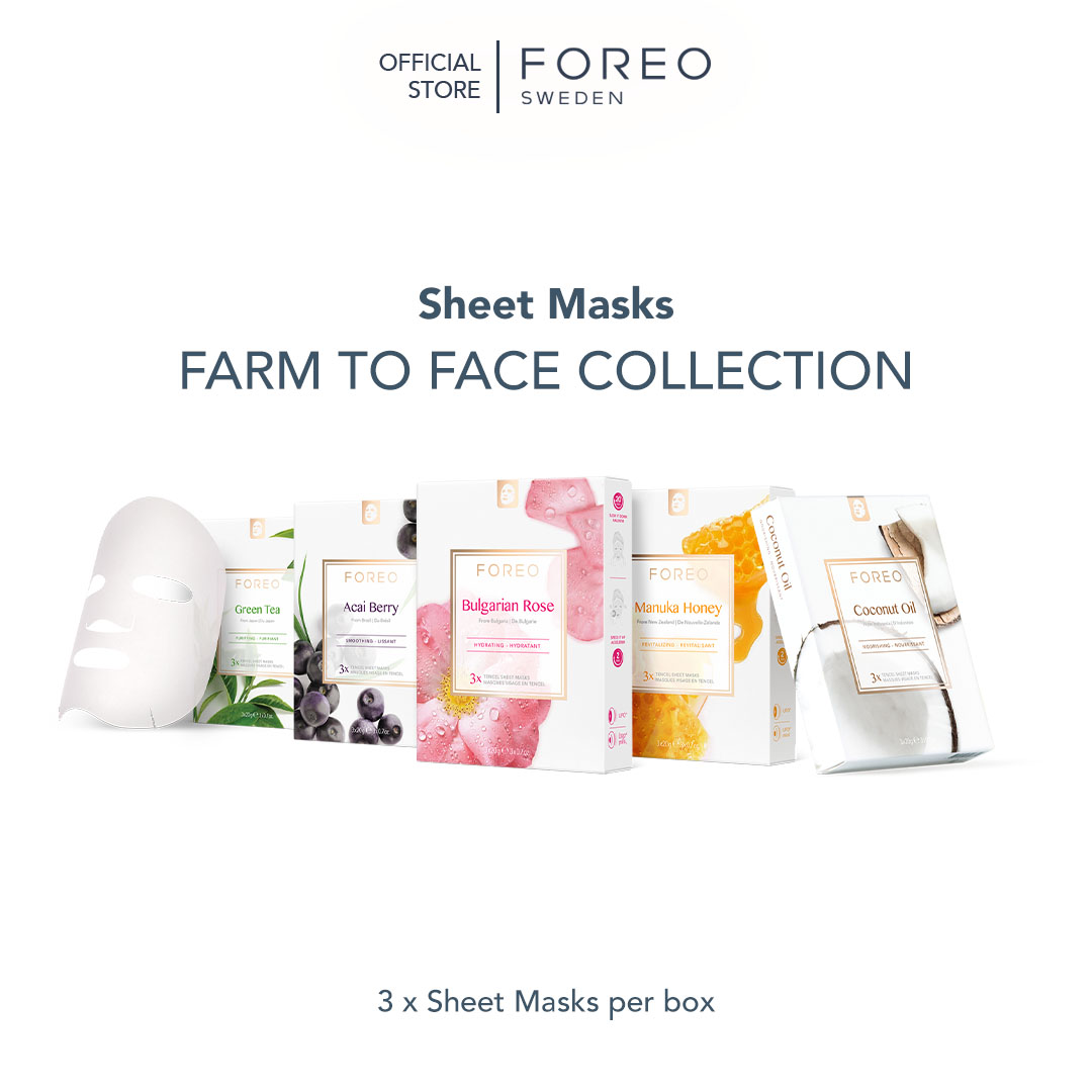 Mặt nạ foreo sheet mask farm to face collection facial mask - full face masks packs | beauty & personal care |for all skin types | 3 pcs/pack | all natural