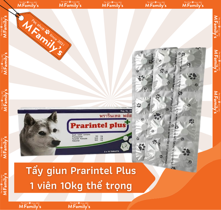 Tẩy giun cho chó Prarintel 1 viên 10kg - Hàng Thái Lan