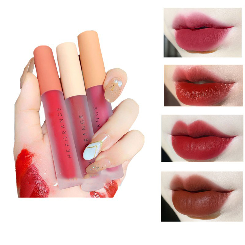 Set 3 cây son kem lì herorange lip glaze- set b