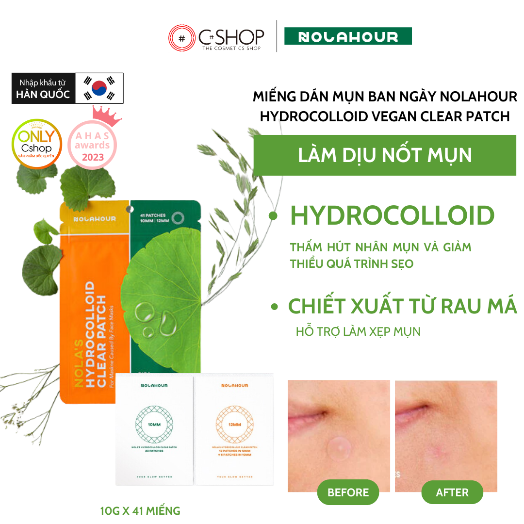 Miếng dán lột mụn làm sạch da nolahour hydrocolloid vegan clear patch 41 miếng x 10g