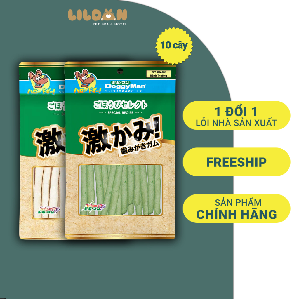 Doggy man bánh thưởng cho chó - que da bò thơm miệng que da bò sáp ong size nhỏ 10 cây
