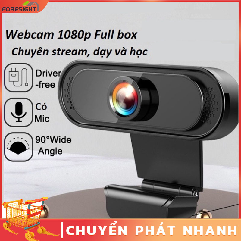 Vận chuyển 24 giờWebcam máy tính có mic full hd 1080p full box siêu nét dùng cho pc laptop Webcam máy tính full HD 1080p cực nét có Mic dùng cho máy tính